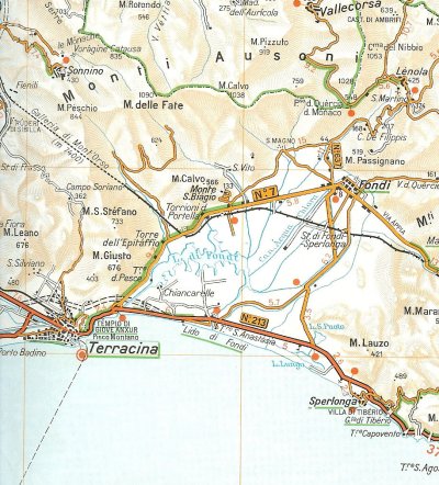 Mappa del percorso della
tappa Fondi-Terracina
(63255 bytes)